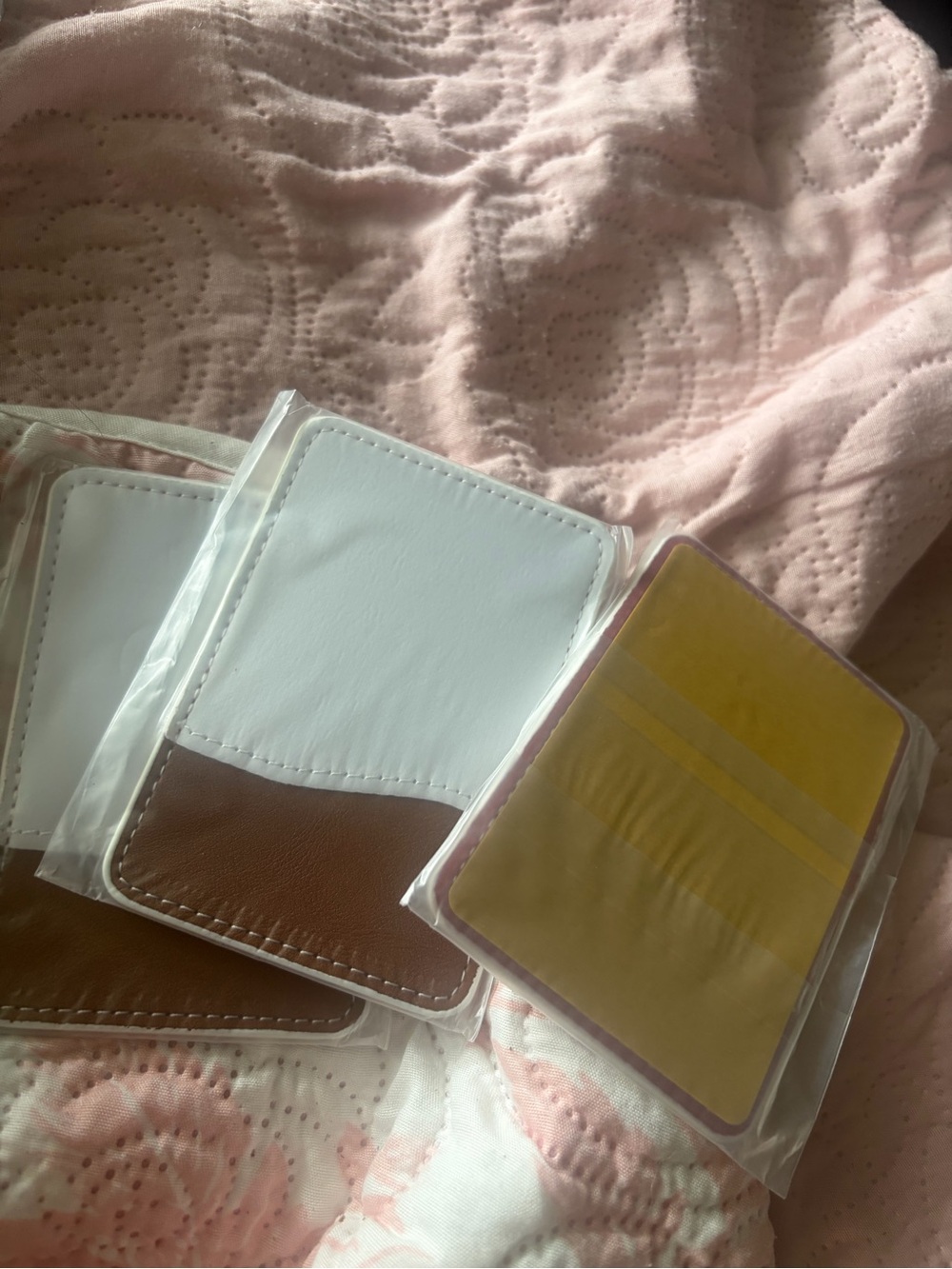 Universal White & Brown Stick-On Phone Card Holder
